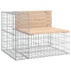 vidaXL tömör fenyőfa gabion kerti pad 184x71x65,5 cm