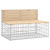 vidaXL tömör fenyőfa gabion kerti pad 287x71x65,5 cm