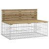 vidaXL tömör impregnált fenyőfa gabion kerti pad 347x71x65,5 cm