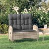 vidaXL szürke polyrattan dönthető kerti pad párnákkal 107 cm