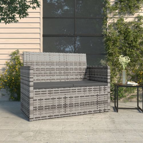 vidaXL szürke polyrattan kerti pad párnákkal 105 cm