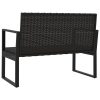 vidaXL fekete polyrattan kerti pad párnákkal 106 cm