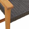 vidaXL fekete polyrattan és akácfa kerti pad 112 cm