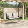 vidaXL fekete polyrattan hintapad párnákkal 109 x 62 x 40 cm