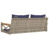 vidaXL szürke polyrattan hintapad párnákkal 109 x 62 x 40 cm