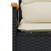 vidaXL fekete polyrattan kerti pad párnával 116 x 62,5 x 74