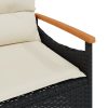 vidaXL fekete polyrattan kerti pad párnával 116 x 62,5 x 74