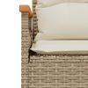 vidaXL bézs polyrattan kerti pad párnával 116 x 62,5 x 74