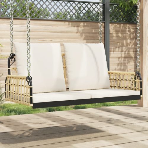 vidaXL polirattan és acél hintapad párnákkal 105 x 58 x 38 cm