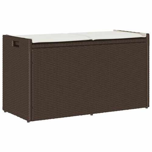 vidaXL barna polyrattan kültéri tárolópad párnával 100 cm