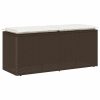 vidaXL barna polyrattan kerti pad párnával 110x40x44 cm