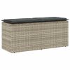 vidaXL világosszürke polyrattan kerti pad párnával 110x40x44 cm