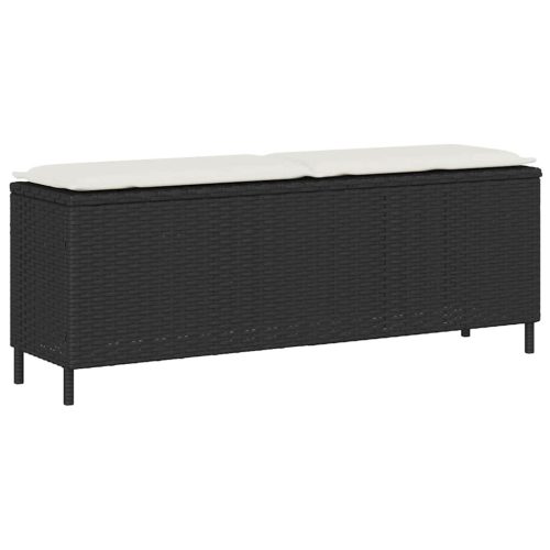 vidaXL fekete polyrattan kerti pad párnával 110x30x40,5 cm