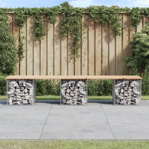 vidaXL tömör fenyőfa gabion kerti pad 203x44x42 cm