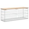 vidaXL tömör fenyőfa gabion kerti pad 103x31,5x42 cm