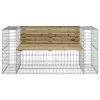 vidaXL tömör impregnált fenyőfa gabion kerti pad 143x71x65,5 cm