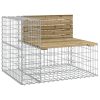 vidaXL tömör impergnált fenyőfa gabion kerti pad 92x71x65,5 cm